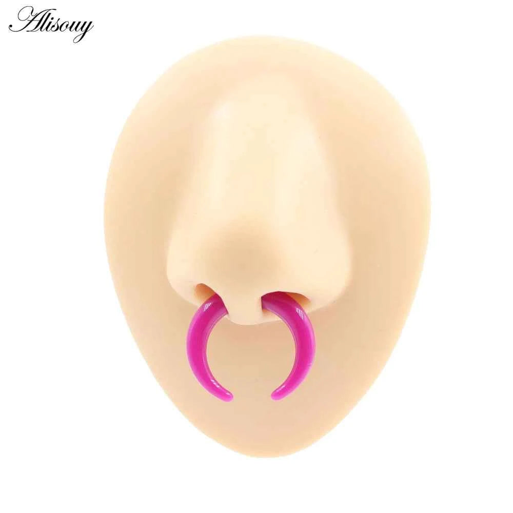 2pcs Acrylic C Sahpe Buffalo Horn Ear Pincher Septum Rings Piercing Black Ear Taper Stretcher Expander Body Jewelry 1.6mm-16mm