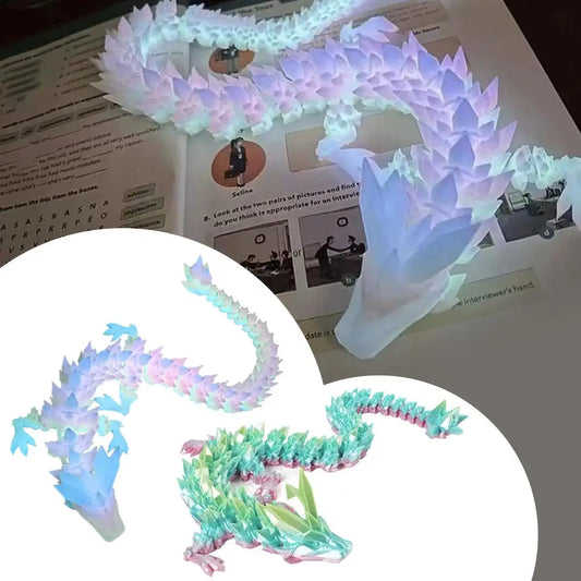 3D Printed Dragon toy Statue Cartoon Dragon Crafts for Home Decor decoracion Figurines Ornament Rotatable Articulated Dragon
