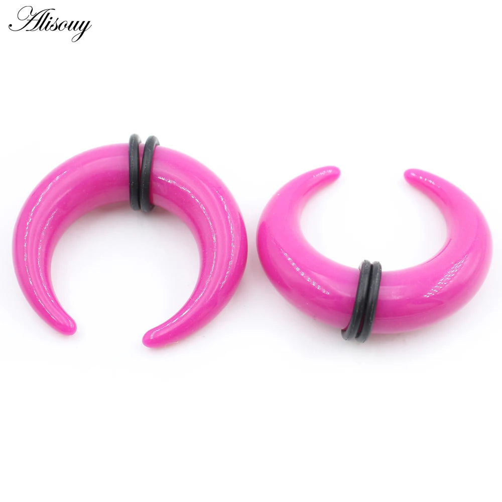 2pcs Acrylic C Sahpe Buffalo Horn Ear Pincher Septum Rings Piercing Black Ear Taper Stretcher Expander Body Jewelry 1.6mm-16mm - Pedlar's Attic