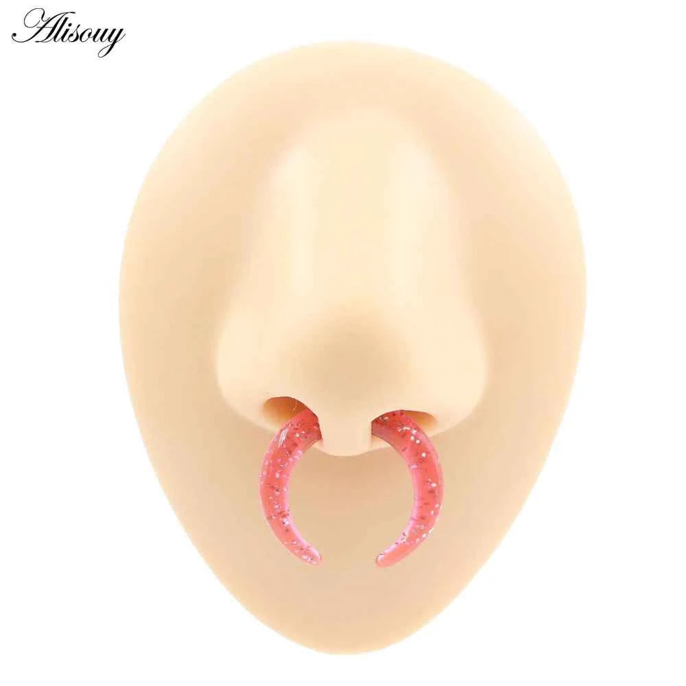 2pcs Acrylic C Sahpe Buffalo Horn Ear Pincher Septum Rings Piercing Black Ear Taper Stretcher Expander Body Jewelry 1.6mm-16mm