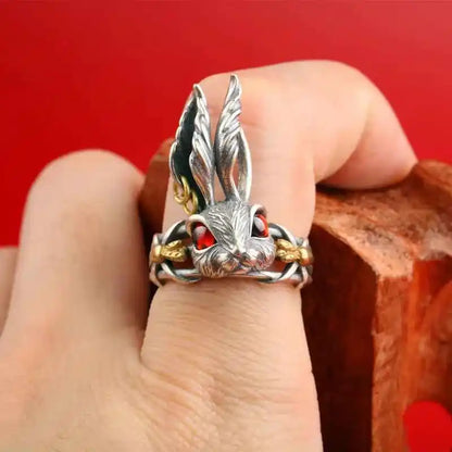 Retro Alice Wonderland Rabbit Ring Punk Gothic - Pedlar's Attic