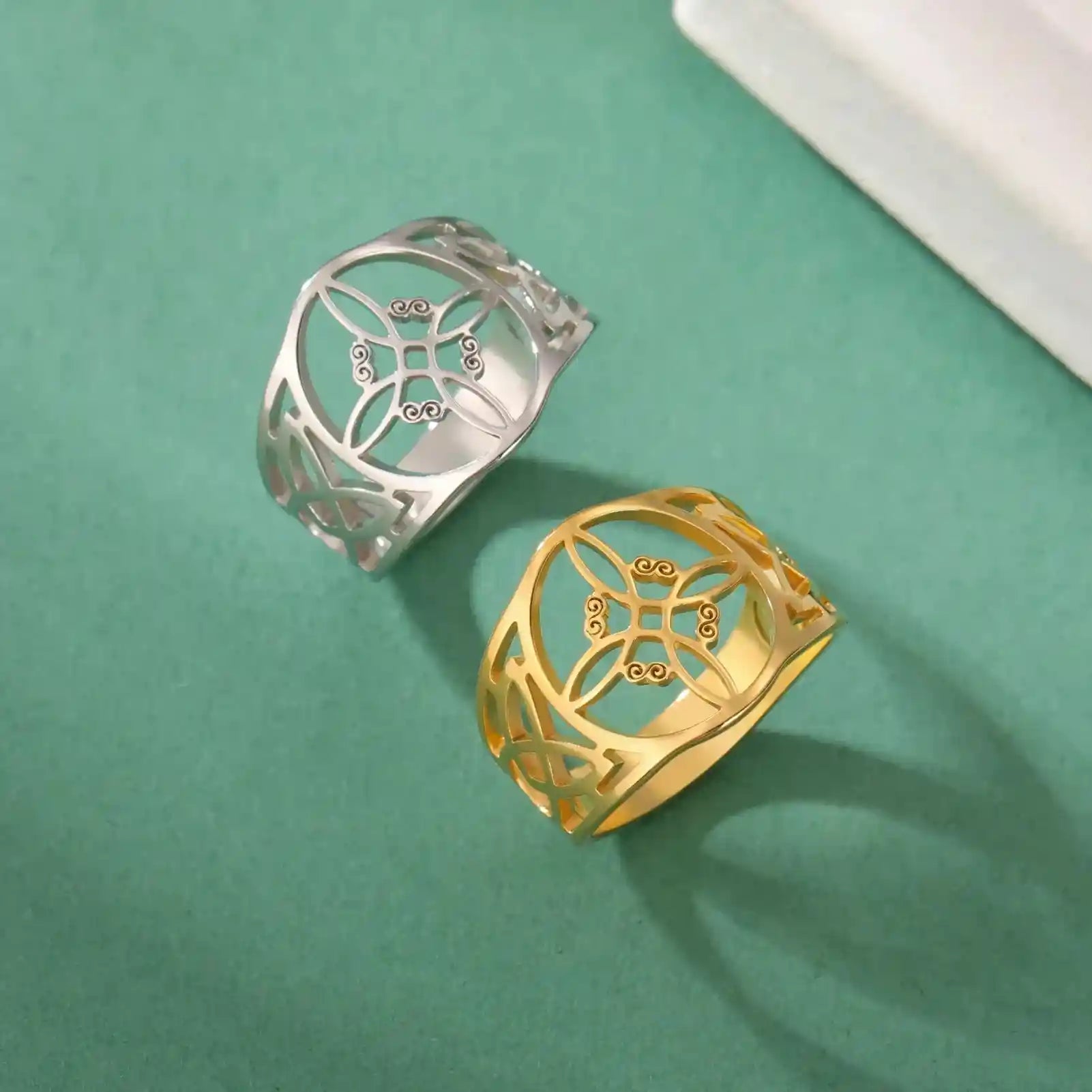 Witch Knot Rings for Women Men Stainless Steel Vintage Amulet Finger Ring - Pedlar's Attic