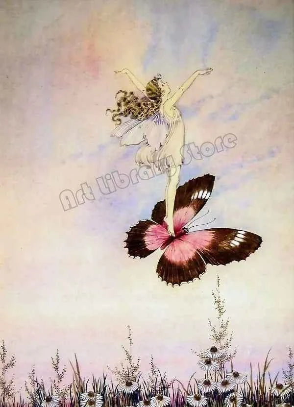 Fantasy Cute Fairy Illustration by Ida Rentou Surrealism Artwork Poster