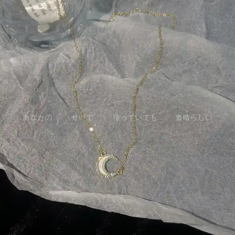 Super Fairy Zircon Moon Necklace - Pedlar's Attic