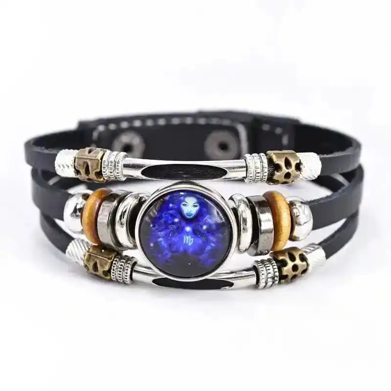 Zodiac Constellation Luminous Leather Bracelet — All 12 Signs