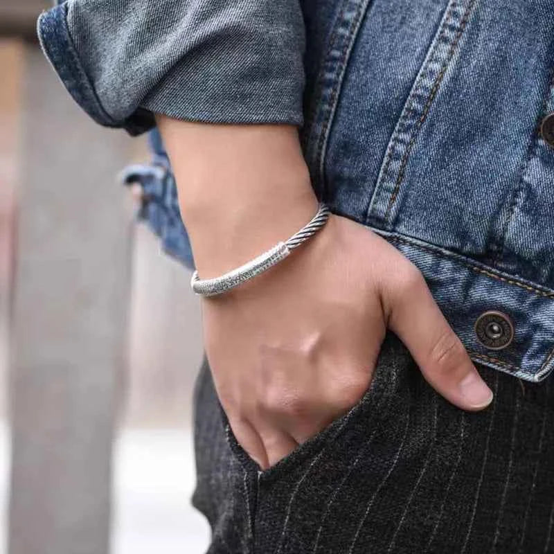 Buddhist Mantra Lotus Mantra Cuff Bracelet for Men Fashion Charm Religious Prayer Amulet Jewelry Gift