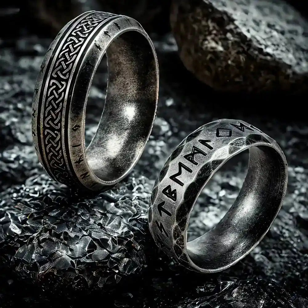 Viking Rune Ring — Stainless Steel Norse Amulet Band