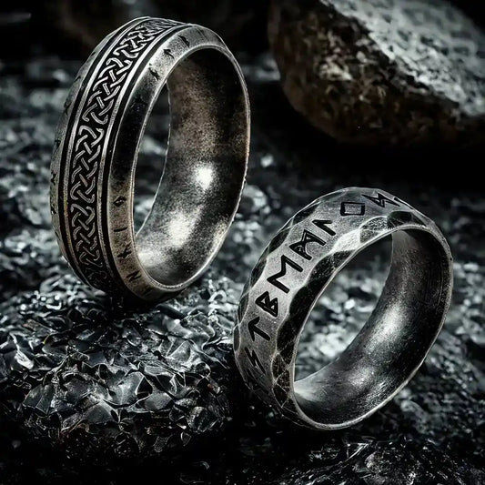Viking Rune Ring — Stainless Steel Norse Amulet Band