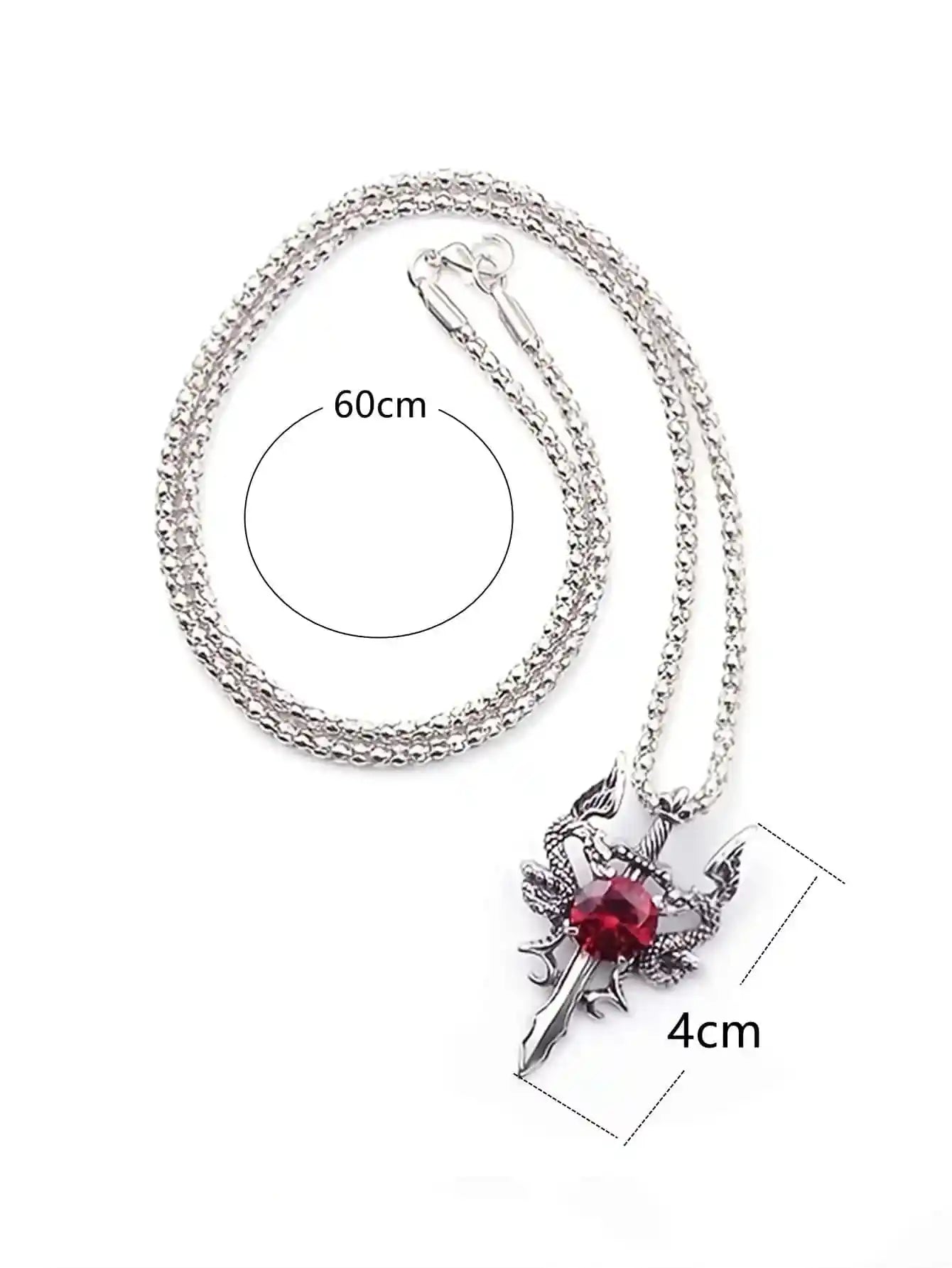 Gothic Style Ancient Silver-color Evil Dragon Gem Pendant Necklace - Pedlar's Attic