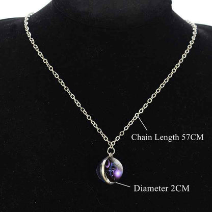 12 Constellation Necklace Starry Sky Luminous Zodiac Glass Ball Pendant Necklace Christmas Gift for Men Women - Pedlar's Attic