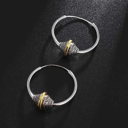 Vintage Simple Small Hoop Earrings Stainless Steel Hypoallergenic Earrings for Men Women Cool Indian Boho Jewelry - Pedlar's Attic