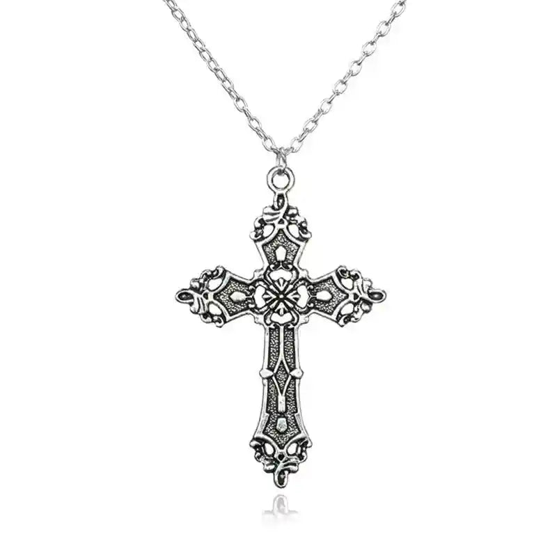 Vintage Gothic for Cross Pendant Long Chain Necklace - Pedlar's Attic