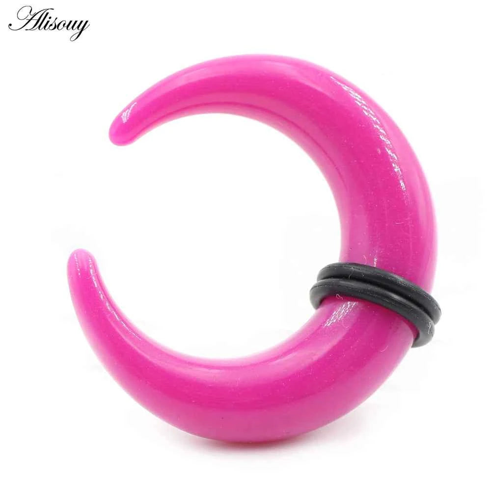 2pcs Acrylic C Sahpe Buffalo Horn Ear Pincher Septum Rings Piercing Black Ear Taper Stretcher Expander Body Jewelry 1.6mm-16mm