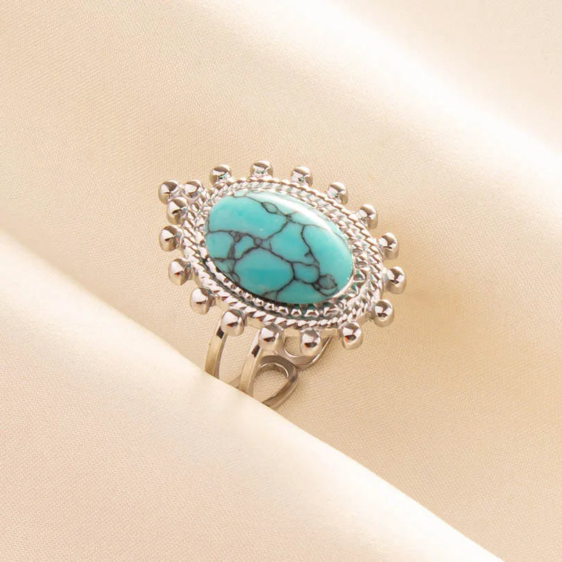 What the Stone Chose — Boho Turquoise Adjustable Ring - Pedlar's Attic