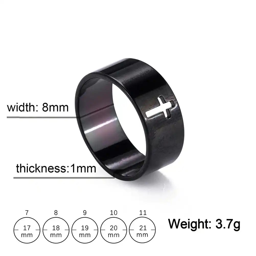 Bound by the Cross — Gothic Stainless Steel Couple Ring