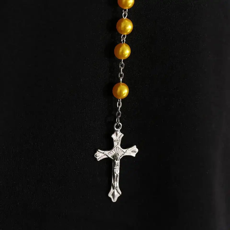 The Sacred Thread — Vintage Rosary Bead Cross Necklace