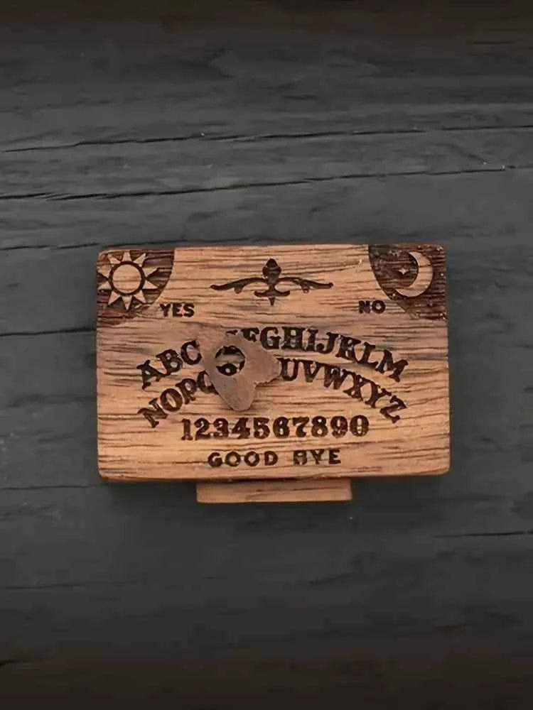 Mini Ouija Board With Drawer Handmade Retro Ouija Board Wooden Talking Spirit Board Emotional Love Drawer Divination Tools