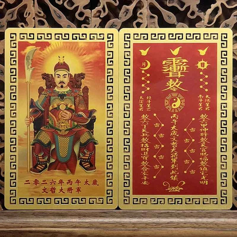 2026 Tai Sui Amulet Card Feng Shui Prayer Gold Card Exorcism Protection Buddha Gift Amulet Safe Bring In Wealth And Treasure