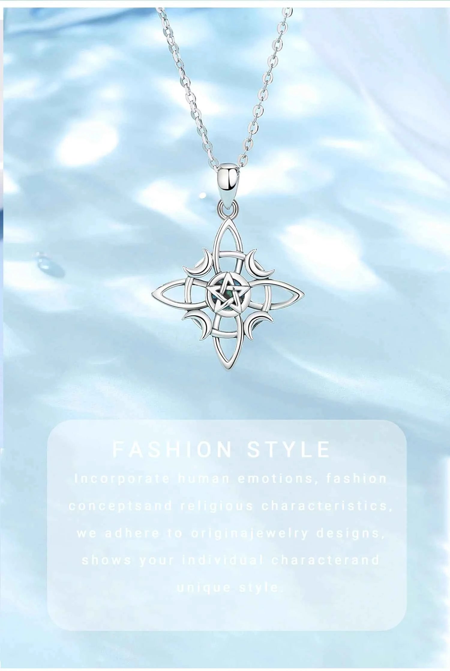 Celtic Knot Triple Moon Goddess Geometry Necklace