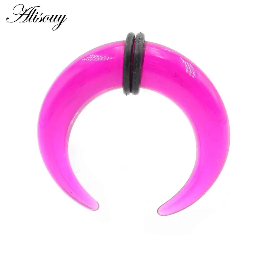 2pcs Acrylic C Sahpe Buffalo Horn Ear Pincher Septum Rings Piercing Black Ear Taper Stretcher Expander Body Jewelry 1.6mm-16mm