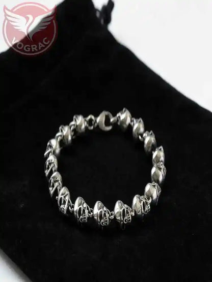 Stainless Steel Skull Bead Linked Strand Bracelet - Pedlar's Attic