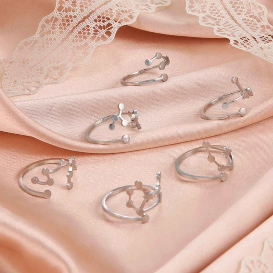 COOLTIME 12 Constellation Women's Ring Stainless Steel Zodiac Adjustable Rings Leo Virgo Libra Pisces Jewelry Birthday Gift - Pedlar's Attic