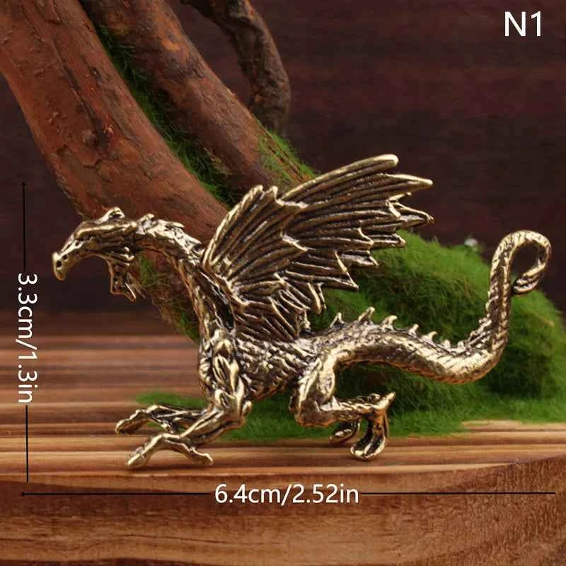 Brass Dragon Small Statue Desktop Ornament