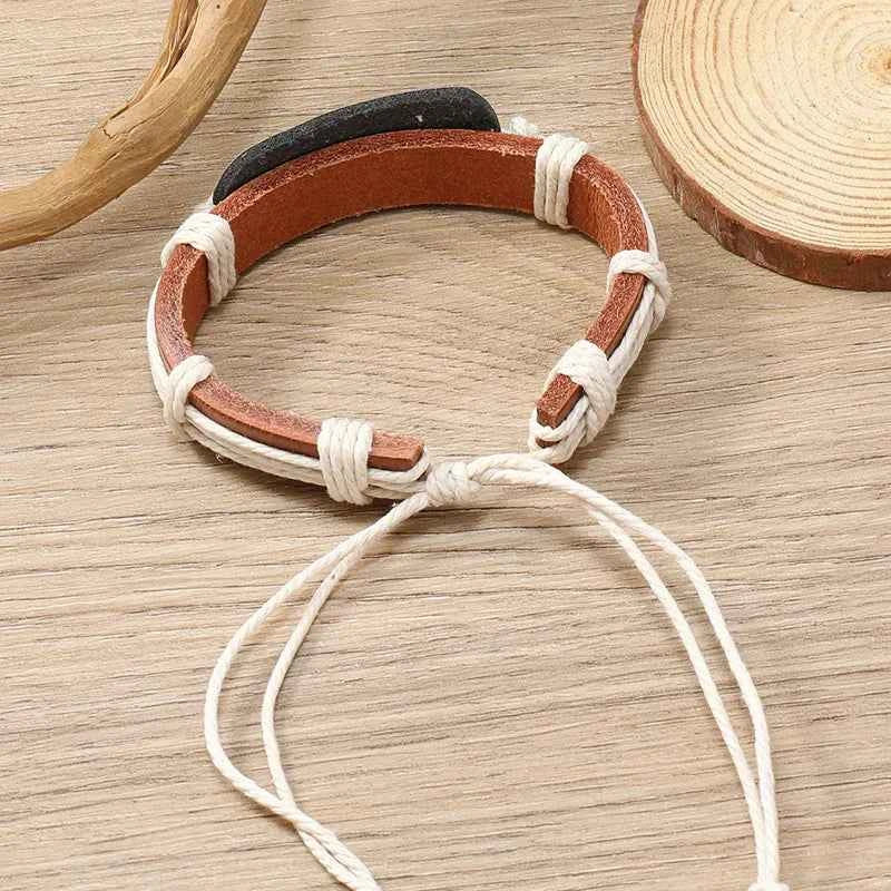 Punk New Style Handcrafted Simple Woven Butterfly Pattern Leather Bracelet for Men and Women, Personalized Clothing Accessory Bracelet