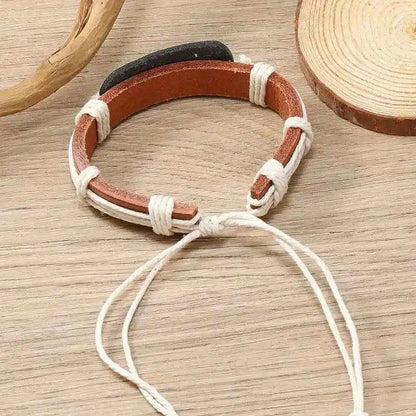 Punk New Style Handcrafted Simple Woven Butterfly Pattern Leather Bracelet - Pedlar's Attic