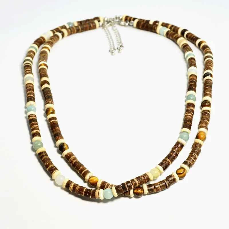 Laut Turquoise Wood Necklace Boho Beach Surfer Adjustable Bead Necklaces for Women Men Summer Jewelry Gifts