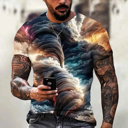 Men's T Shirt 3d Lightning Print - Pedlar's Attic