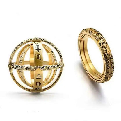 Vintage Astronomical Ball Alloy Men's and Women's Rings Creative Complex Rotating Cosmic Ring Deformable Rotating Ring Necklace - Pedlar's Attic