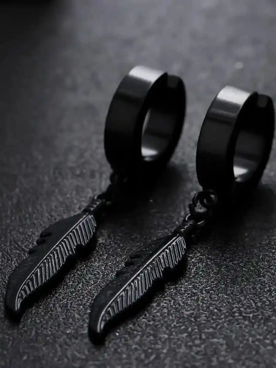Punk Style Feather Design Dangle Earrings - Pedlar's Attic