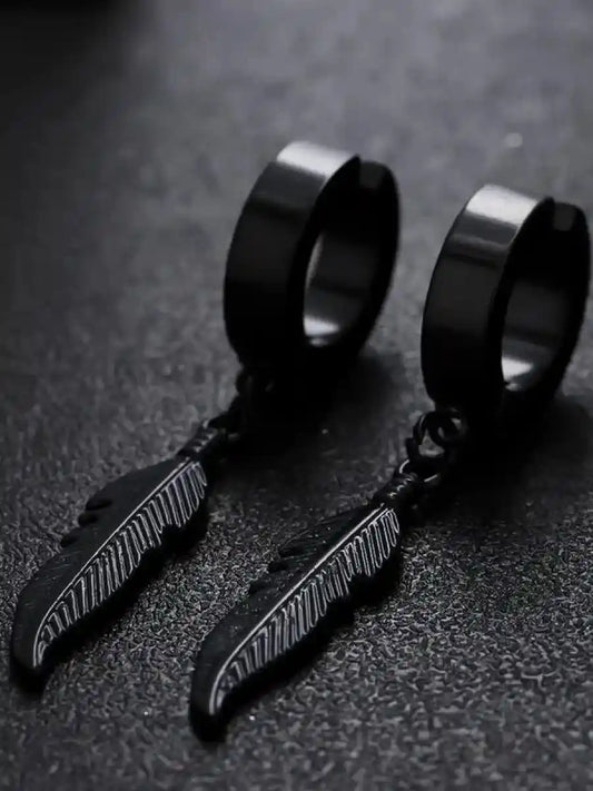 Punk Style Feather Design Dangle Earrings - Pedlar's Attic