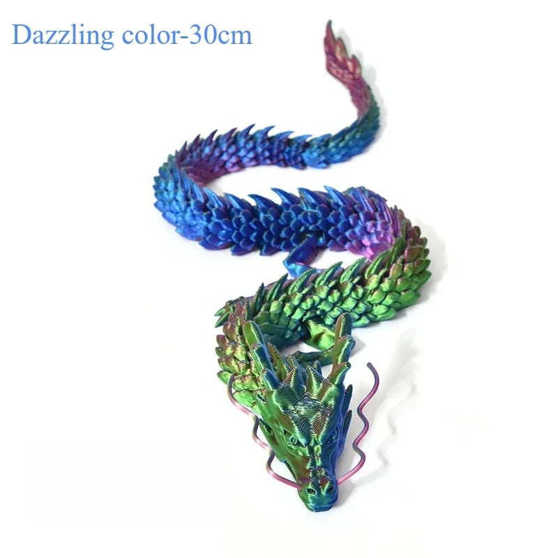3D Printed Conjoined Dragon Ornaments Movable Cartoon Creative Dragon Plants rockery Fish Tank Landscaping Decoration 30cm