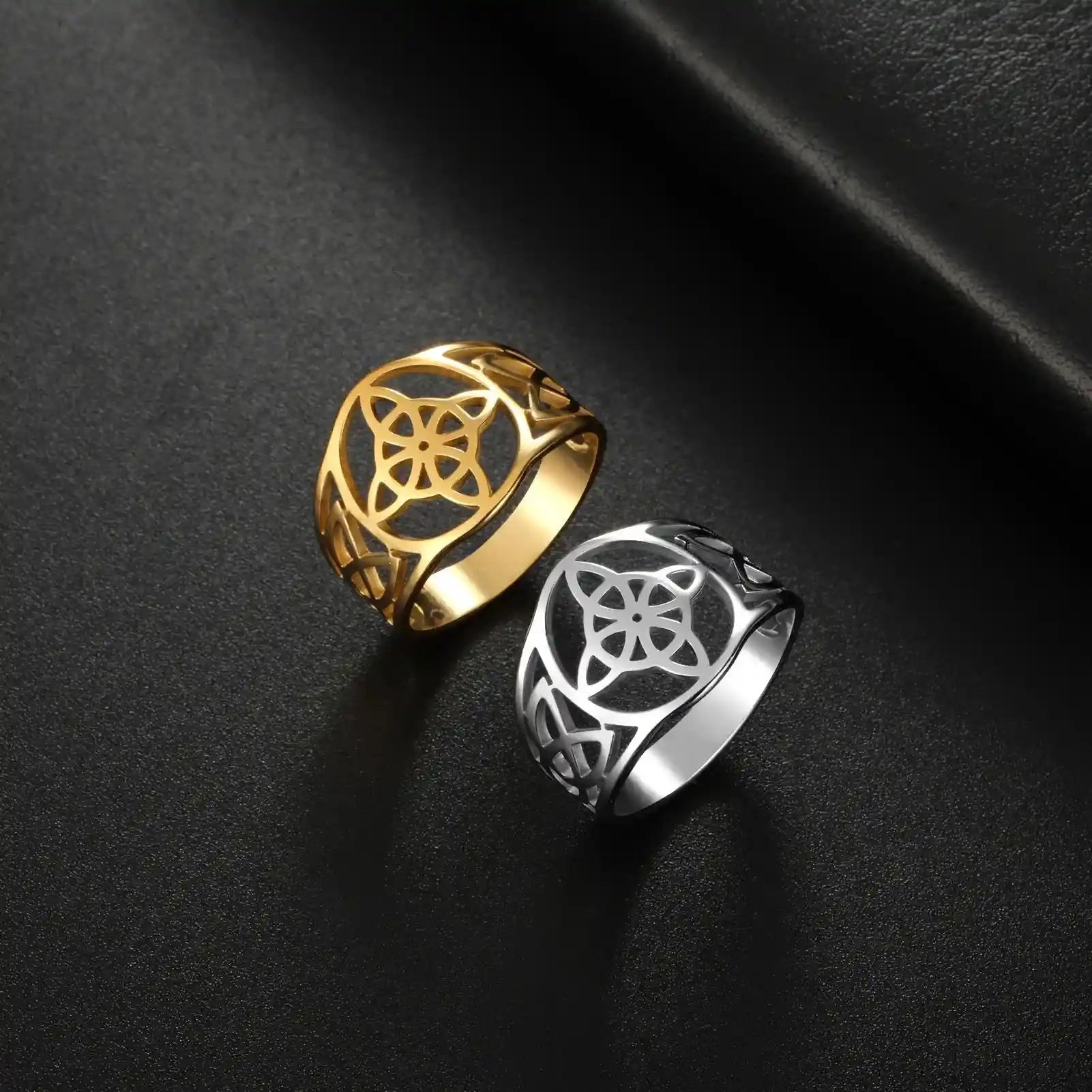 Witch Knot Rings for Women Men Stainless Steel Vintage Amulet Finger Ring - Pedlar's Attic
