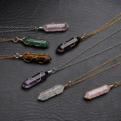 The Threaded Compass — Wire-Wrapped Crystal Point Necklace