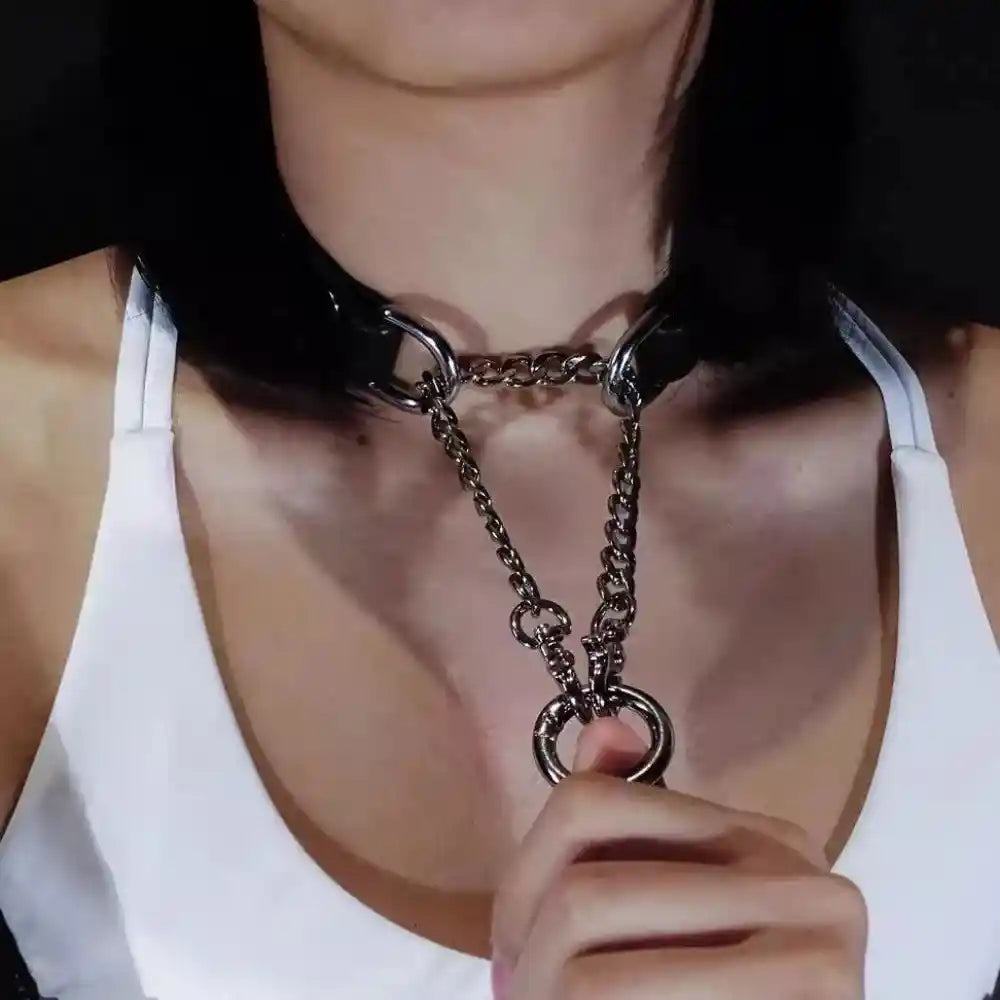 Fashion Pu Leather Ring Choker Necklace - Pedlar's Attic