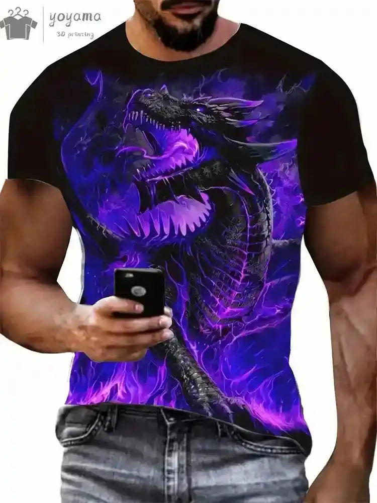 Fire & Scales – Dragon & Phoenix 3D Print Unisex Tee