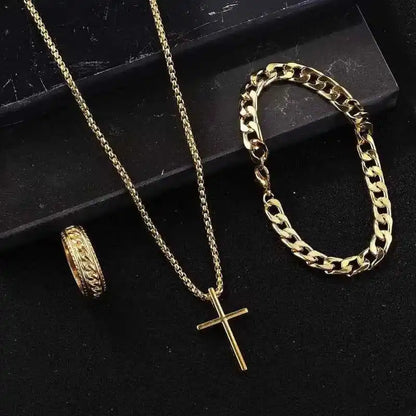 3pcs/set Punk Black Cross Pendant Necklace - Pedlar's Attic