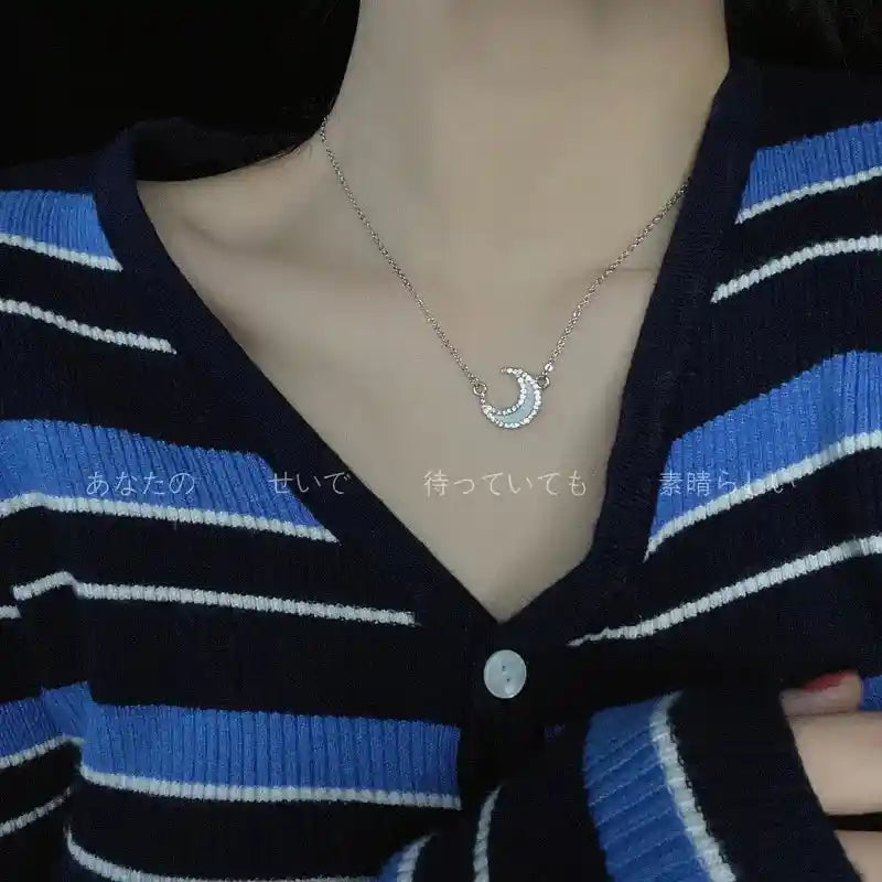 Super Fairy Zircon Moon Necklace - Pedlar's Attic