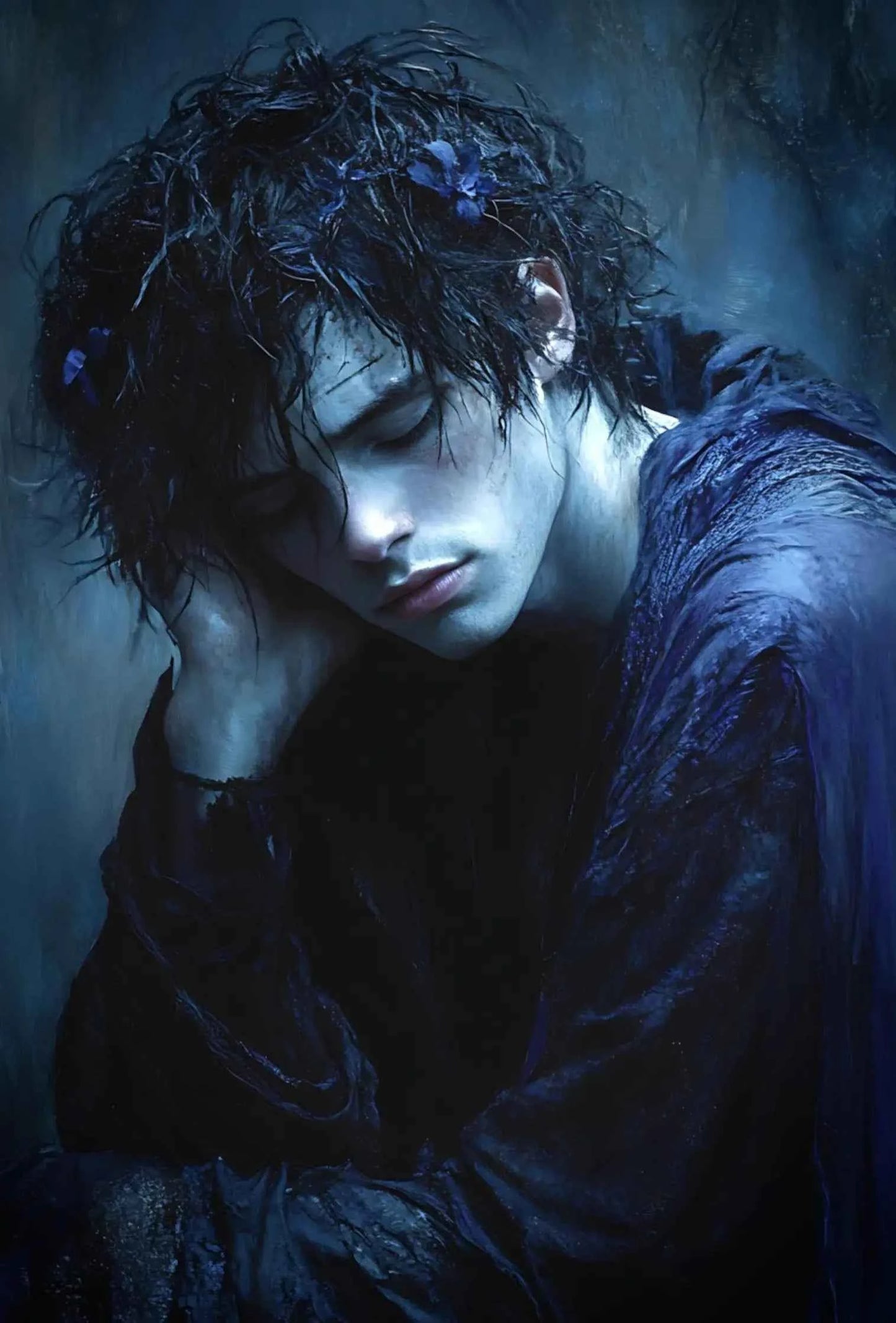 Dark Mysterious Retro Aesthetic Myth Hell Fallen Angel Portrait Poster Canvas Print Art