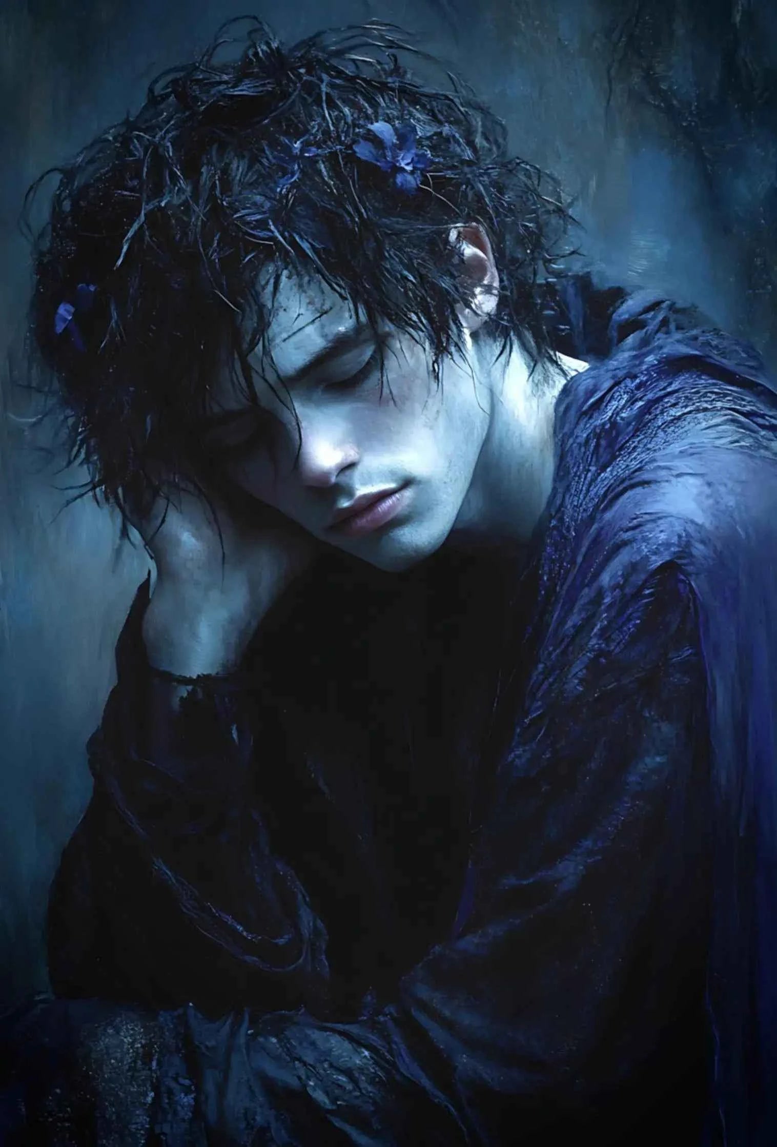 Dark Mysterious Retro Aesthetic Myth Hell Fallen Angel Portrait Poster Canvas Print Art