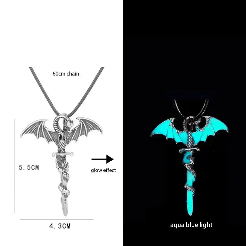 Luminous Alloy Dragon Pendant Glowing Necklace - Pedlar's Attic