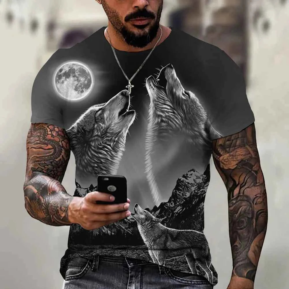 3D Wolf Print Harajuku Men's T-shirts 4