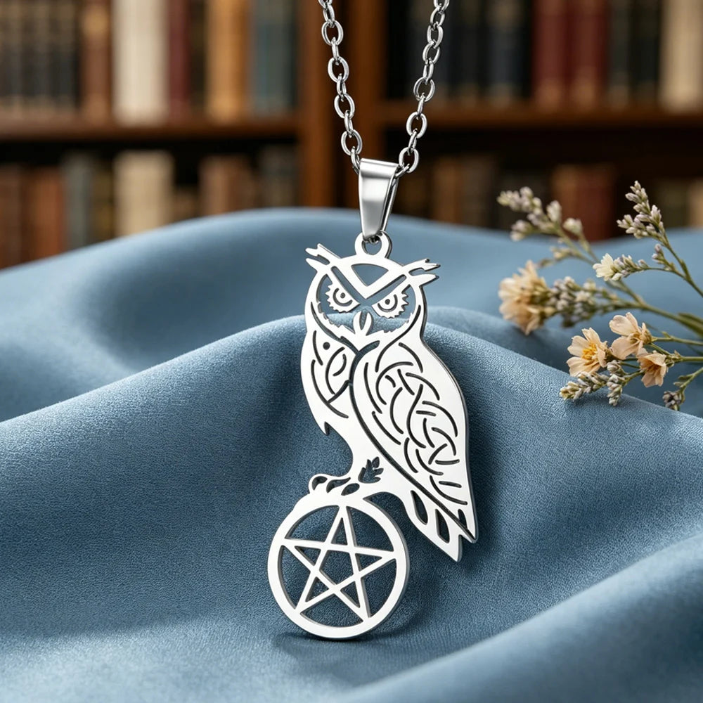 The Owl Pentacle — Stainless Steel Totem Necklace