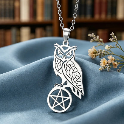 The Owl Pentacle — Stainless Steel Totem Necklace