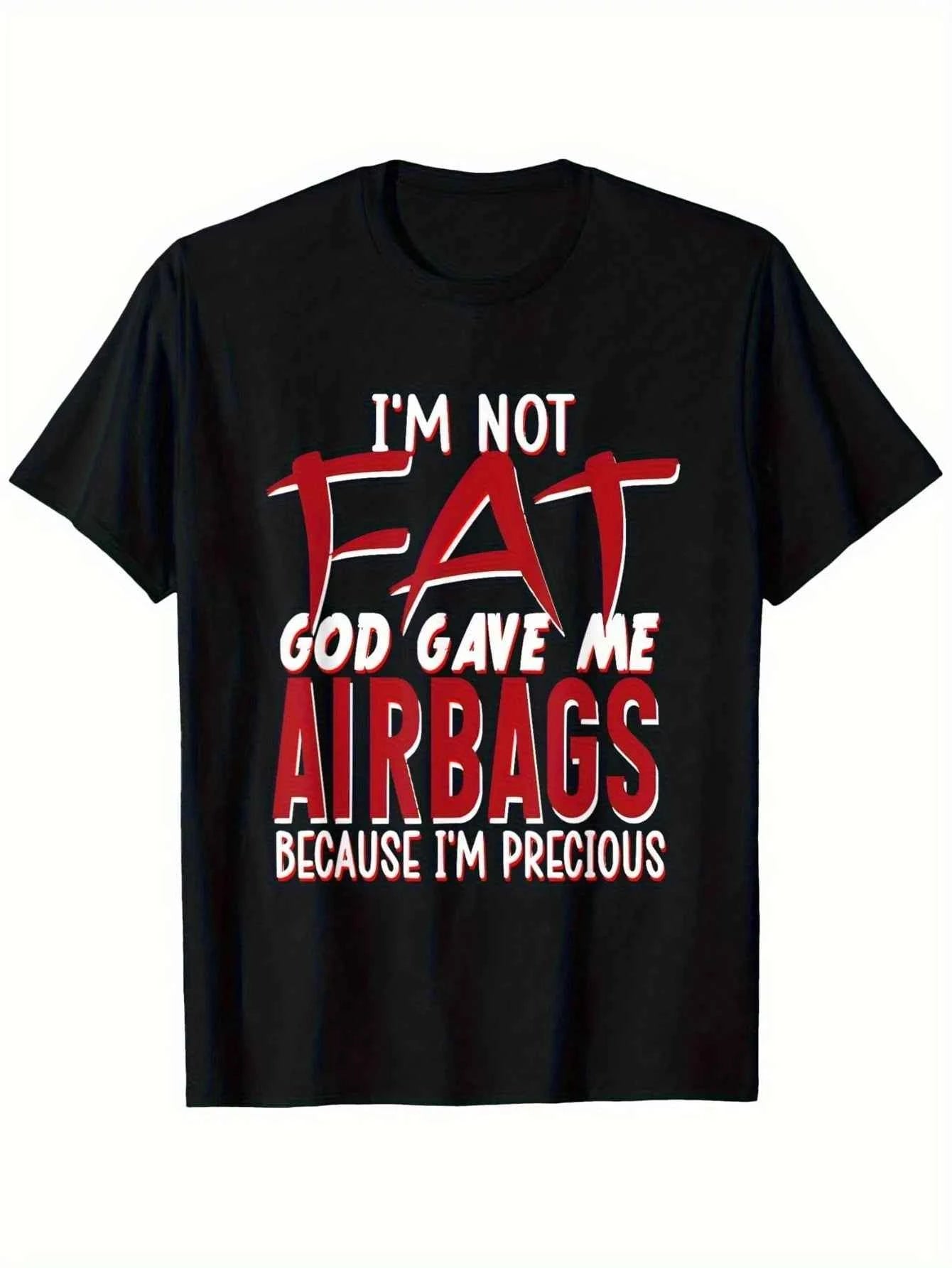 Men's Funny Joke T-Shirt - I'M Not God, I Have Airbags T-Shirt with Humorous Text - All-Season Regular Fit - Hand Wash or Dry Clean - Funny Weight Loss Humor Gift Idea