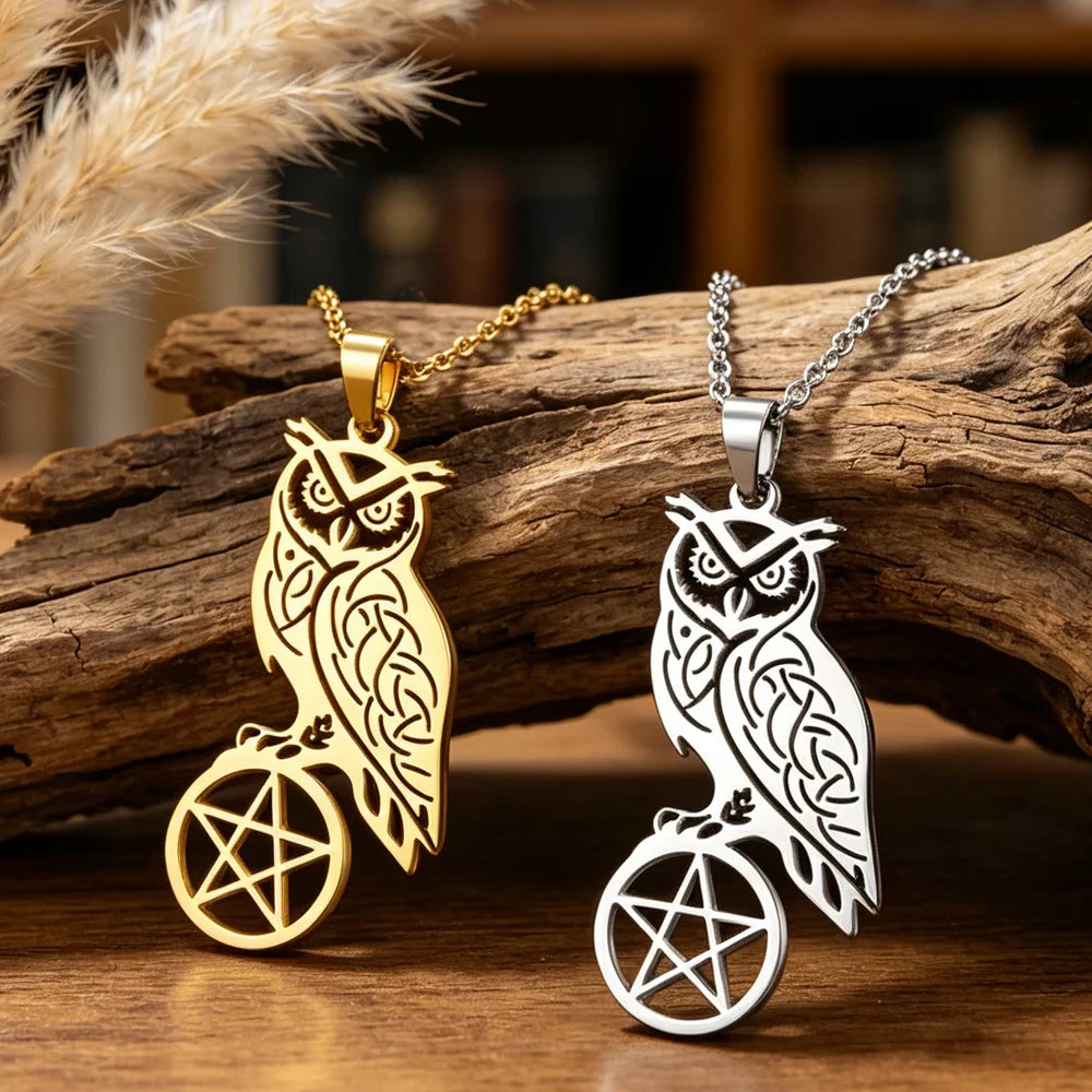 The Owl Pentacle — Stainless Steel Totem Necklace