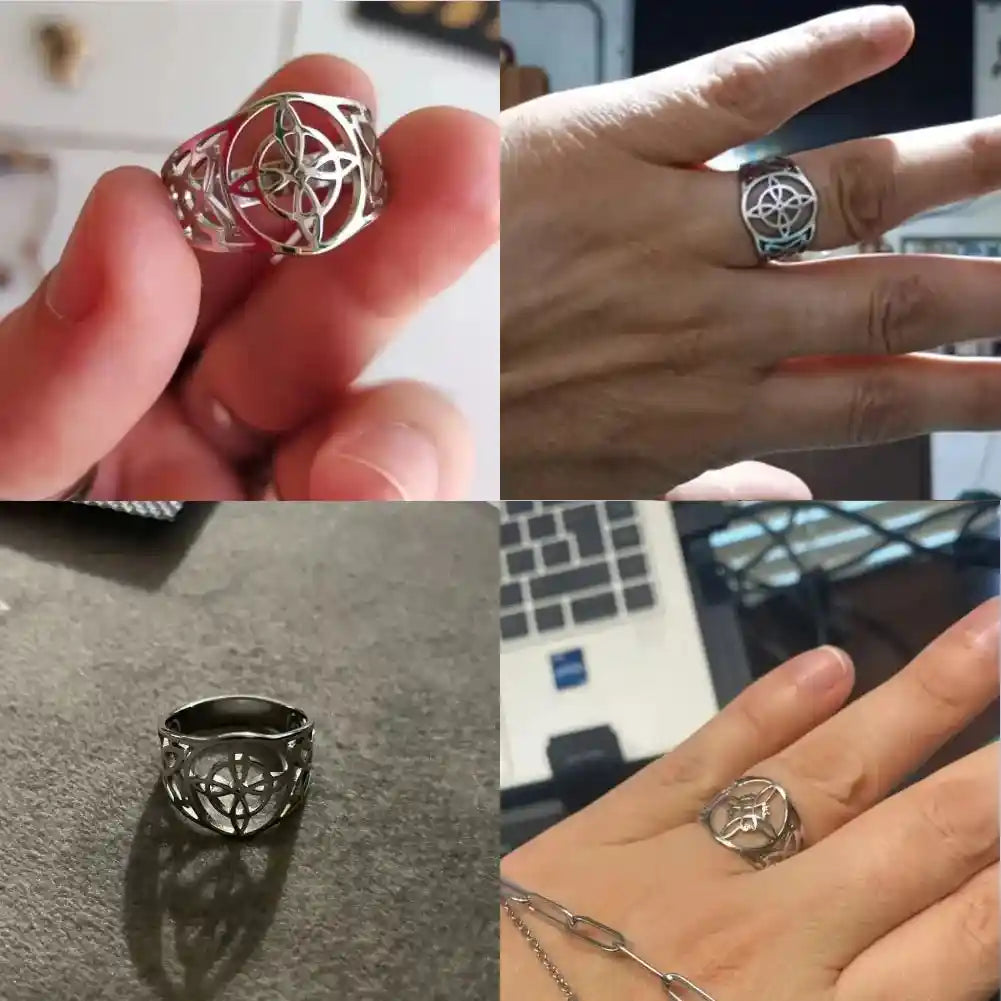 Witch Knot Rings for Women Men Stainless Steel Vintage Amulet Finger Ring - Pedlar's Attic